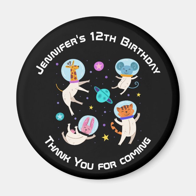 Cute Astronaut-djur i Space Event Tack Magnet (Framsidan)