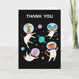 Cute Astronaut-djur som Flyter i Space-Tacken Kort