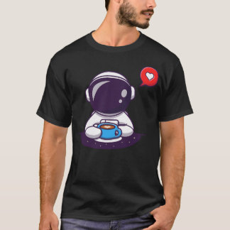 Cute Astronaut Drinking Coffee T Shirt