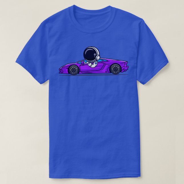 Cute Astronaut Driving Supercar Tecknad T Shirt (Design framsida)