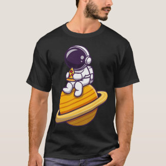 Cute Astronaut Eating Pizza Planet T Shirt