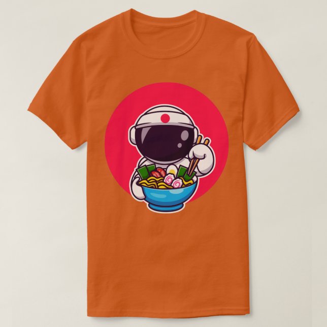 Cute Astronaut Eating Ramen T Shirt (Design framsida)
