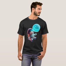 Cute Astronaut Floating in Galaxy - Neon Space AI T Shirt