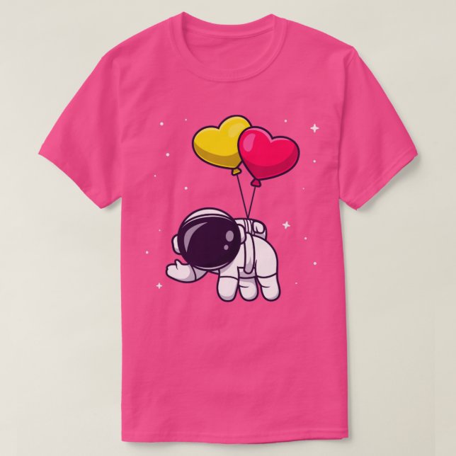 Cute Astronaut Flytande Kärlek Blegon Tecknad T Shirt (Design framsida)