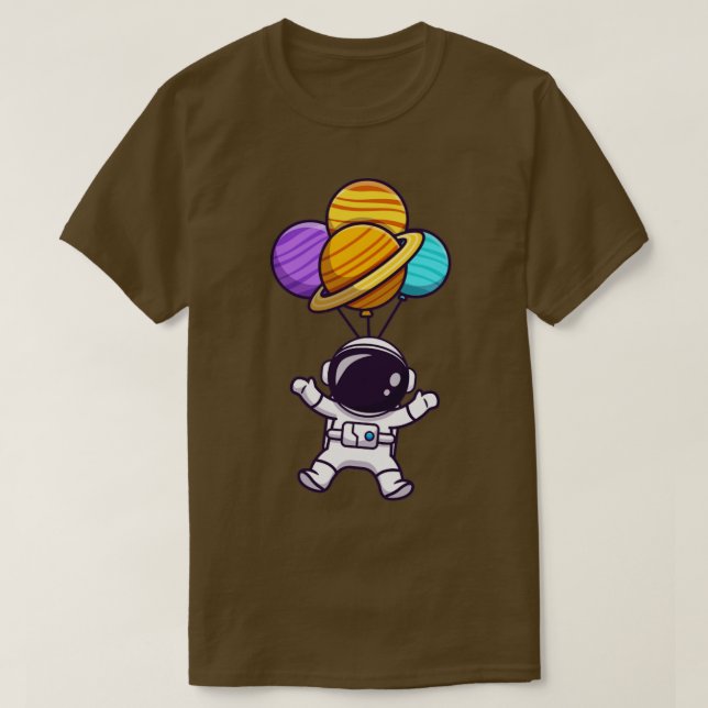 Cute Astronaut Flytande med planetballon i Spanien T Shirt (Design framsida)