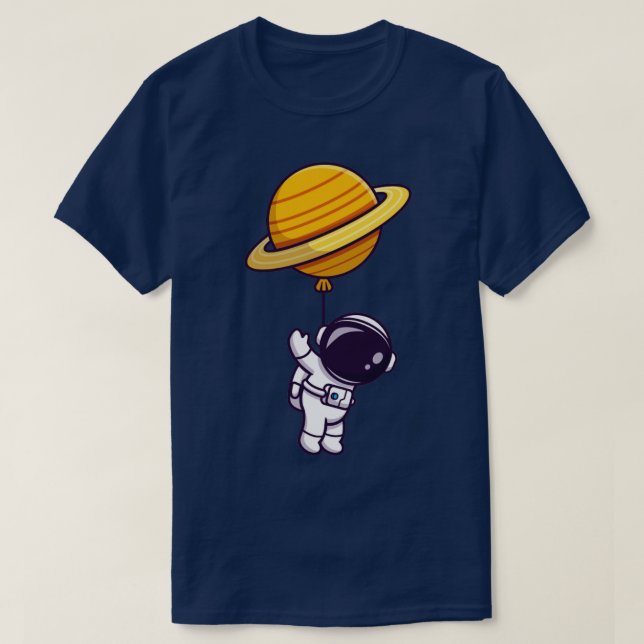 Cute Astronaut Flytande med planetballon i Spanien T Shirt (Design framsida)