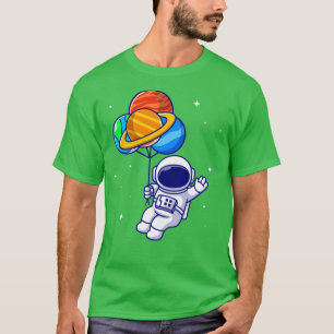 Cute Astronaut Flytande med planetballonger i SP T Shirt