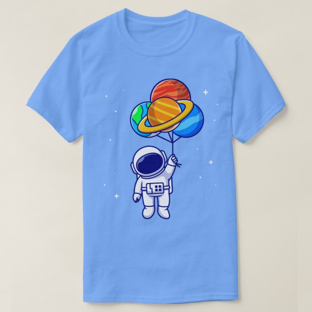 Cute Astronaut Flytande med planetballonger i SP T Shirt (Design framsida)