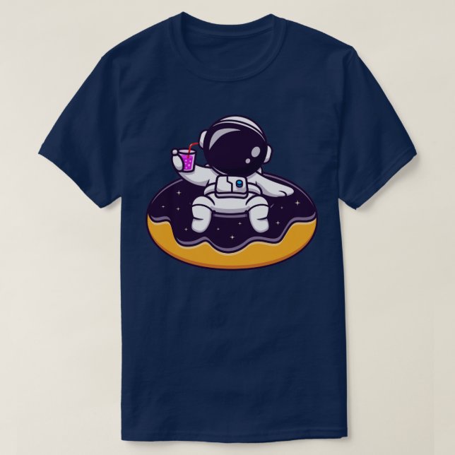 Cute Astronaut Flytande på Space Donut Ballon-bil T Shirt (Design framsida)