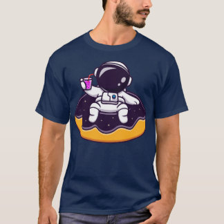 Cute Astronaut Flytande på Space Donut Ballon-bil T Shirt