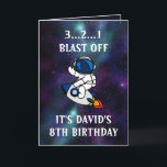 Cute Astronaut Grönt Lila Galaxy 8: e födelsedagen Kort<br><div class="desc">Cute Astronaut Grönt Lila Galaxy 8th Birthday, en fin och unik design som är gjord för alla som tittar ett barnsonskort för 8:e födelsedagen, son 8:e födelsedagskort eller 8:e födelsedagskort, den här är avsedd för dig. Utformningen har en söt astronaut som kör en liten rymdraket i rymden, något roligt och...</div>