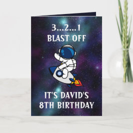 Cute Astronaut Grönt Lila Galaxy 8: e födelsedagen Kort