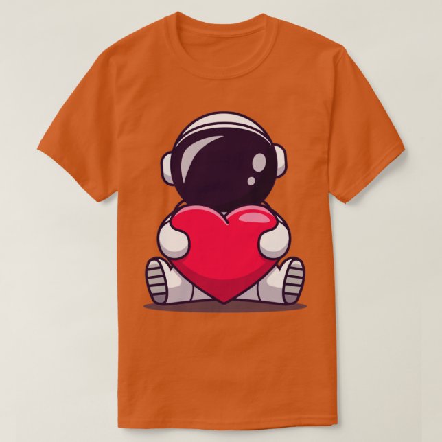 Cute Astronaut Holding Heart Kärlek T Shirt (Design framsida)