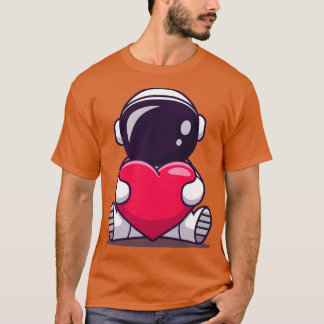 Cute Astronaut Holding Heart Kärlek T Shirt