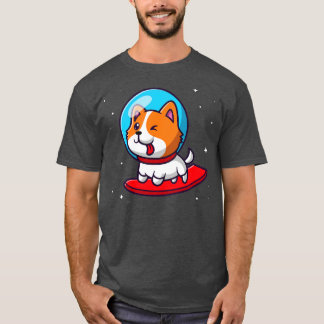 Cute astronaut Hund Surfing in Space Tecknad T Shirt
