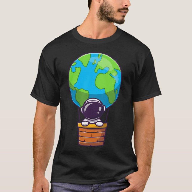 Cute Astronaut i Luftballong Jord T Shirt (Framsida)