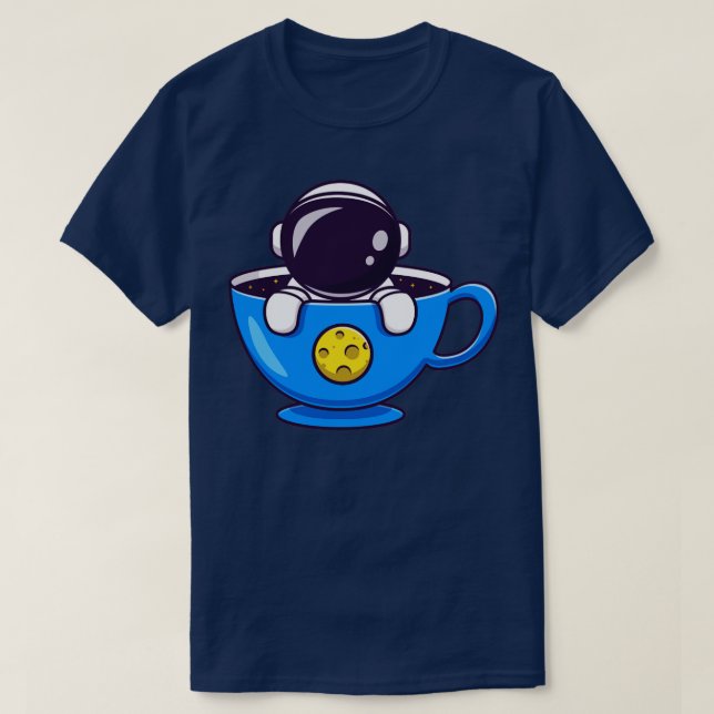 Cute Astronaut i Tecknaden Kopp T Shirt (Design framsida)