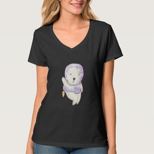 Cute Astronaut Ice Bear T Shirt (Framsida)