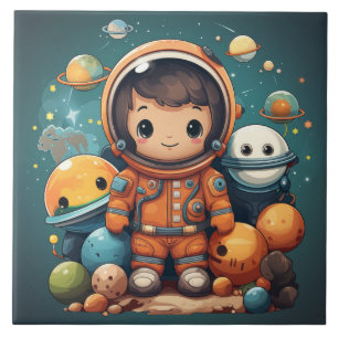 Cute astronaut keramisk panel kakelplatta