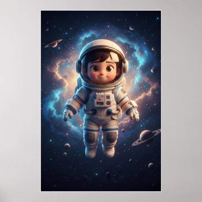 Cute Astronaut Kid | Space Adventure Art Poster (Framsidan)