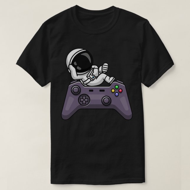 Cute Astronaut-låsning på Tecknad för styrenhet T Shirt (Design framsida)