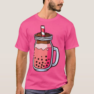 Cute astronaut med boba mjölk tea 3 t shirt