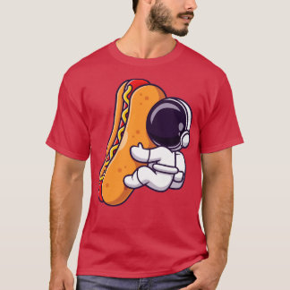 Cute Astronaut med Hett Hund Tecknad1 T Shirt
