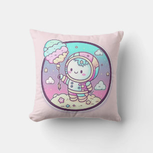 Cute Astronaut med Ice Cream Baloon på Måne Kudde