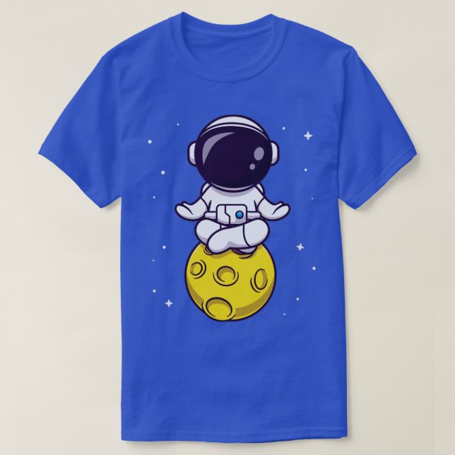 Cute Astronaut Meditation på Tecknaden Måne T Shirt (Design framsida)