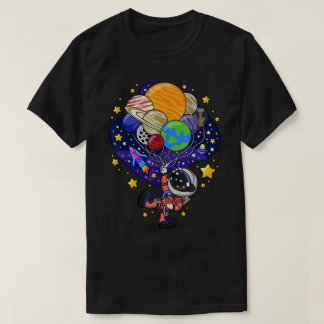 Cute Astronaut Planet Balloon Design T Shirt