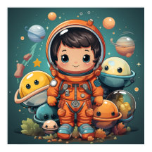Cute astronaut poster