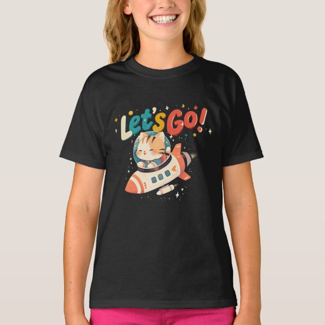 Cute astronaut-ridraketer i rymden t shirt (Framsida)