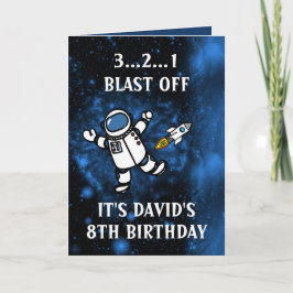 Cute Astronaut Rocket Blue Galaxy 8:e födelsedagen Kort
