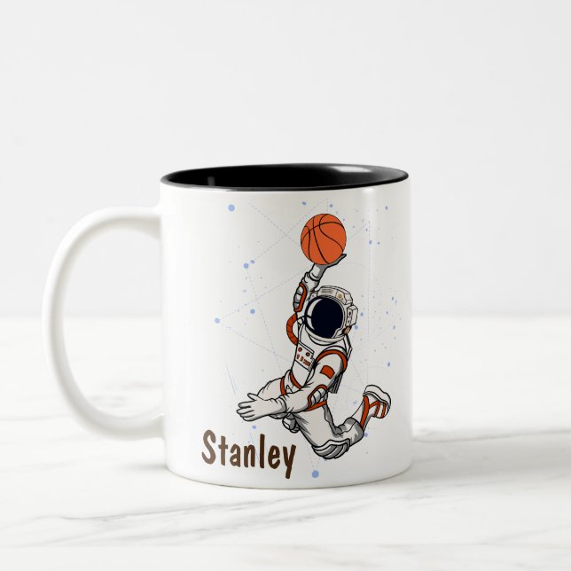 Cute Astronaut Rymden Galaxy Basketball Två-Tonad Mugg (Vänster)