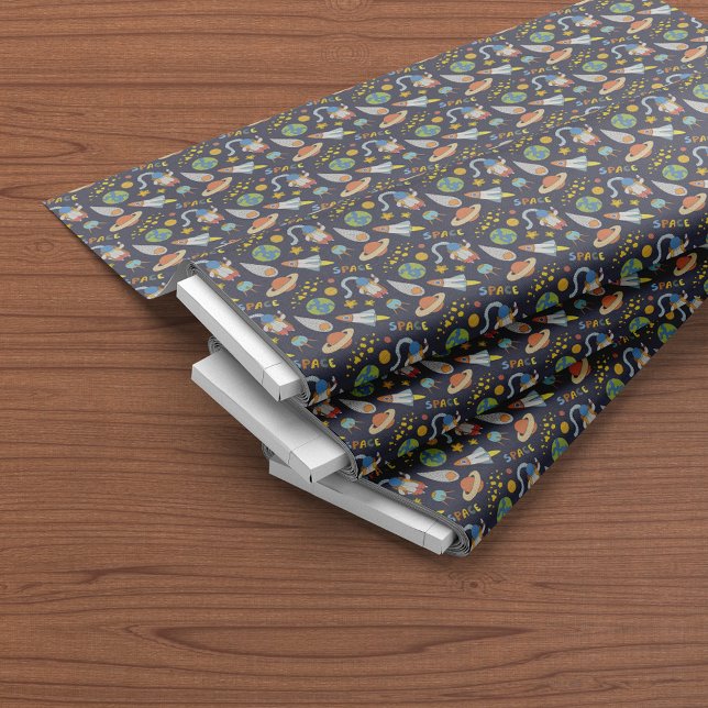 Cute Astronaut Rymden Rocket Mönster Tyg (Skapare uppladdad)