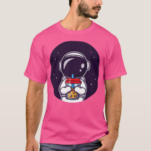 Cute Astronaut Sipping Boba Mjölk Tea T Shirt