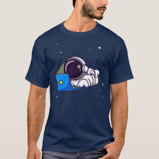 Cute Astronaut som arbetar med Tecknad för bärbara T Shirt