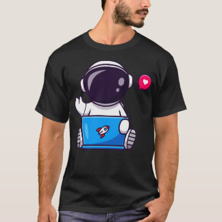 Cute Astronaut som arbetar med Tecknad för bärbara T Shirt