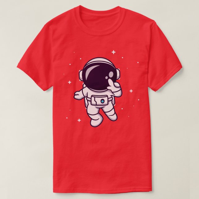 Cute Astronaut som flyger i rymden Tecknad T Shirt (Design framsida)
