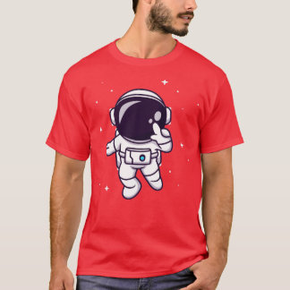 Cute Astronaut som flyger i rymden Tecknad T Shirt