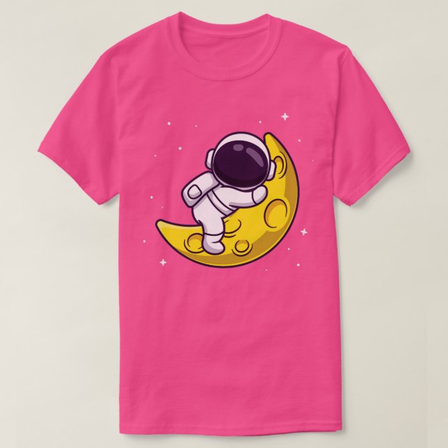Cute Astronaut som sover på Måne Tecknad 1 T Shirt (Design framsida)