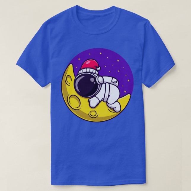Cute Astronaut som sover på Måne Tecknad T Shirt (Design framsida)