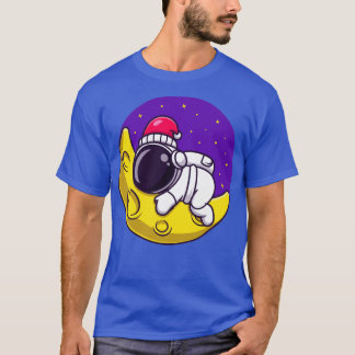 Cute Astronaut som sover på Måne Tecknad T Shirt