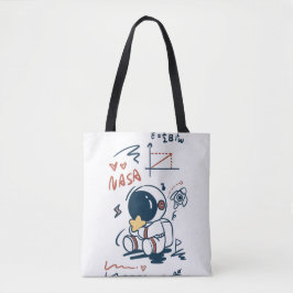 Cute Astronaut Space Cartoon Tote Bag Tygkasse