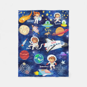 Cute Astronaut Space Cow Spaceship UFO Alien USA Fleecefilt