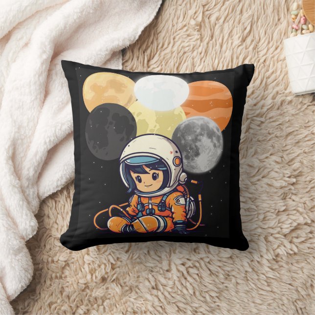 Cute Astronaut Space Pillow Kudde (Filt)