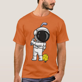 Cute Astronaut spelar Golf Måne Tecknad T Shirt