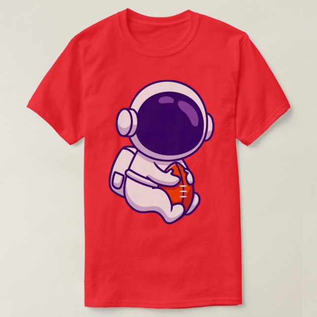 Cute Astronaut Spelar Rugby T Shirt (Design framsida)