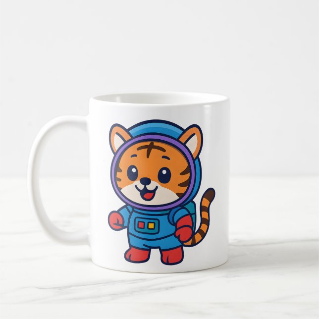Cute Astronaut Tiger Mugg Adsible Space Drinkware (Vänster)