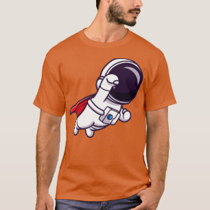 Cute Astronaut-Toppen Flygande Tecknad T Shirt
